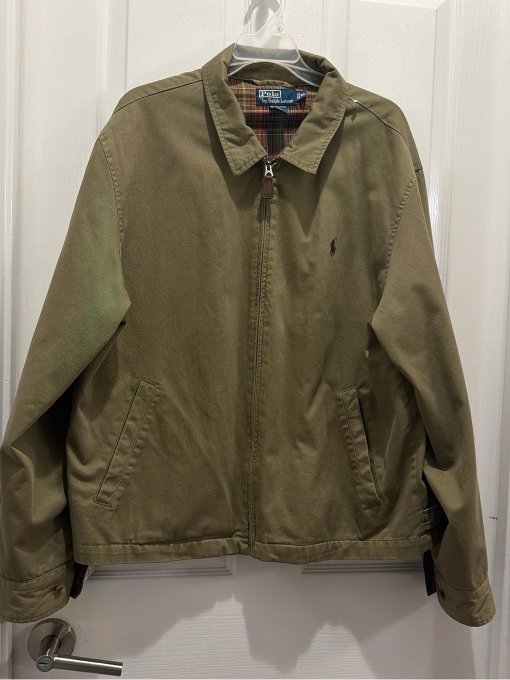 90s Polo Ralph Lauren Harrington jacket Logo Vintage Men's Olive Tone Size XL